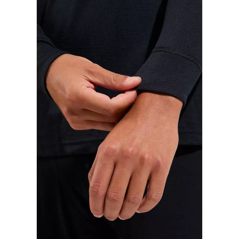 Camiseta térmica Odlo Merino 200 BL Top cuello alto manga larga medio zip - negro, talla L