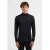 Camiseta térmica Odlo Merino 200 BL Top cuello alto manga larga medio zip - negro, talla L