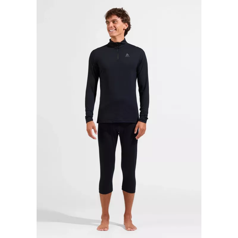 Camiseta térmica Odlo Merino 200 BL Top cuello alto manga larga medio zip - negro, talla L