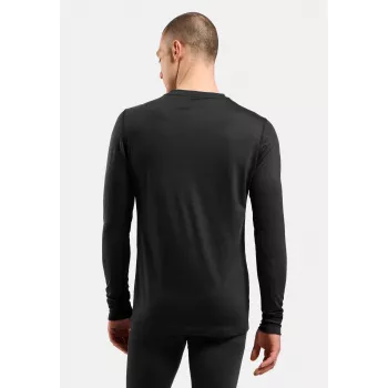 Camiseta térmica Odlo Merino 200 BL Top cuello redondo manga larga - negro, talla XL