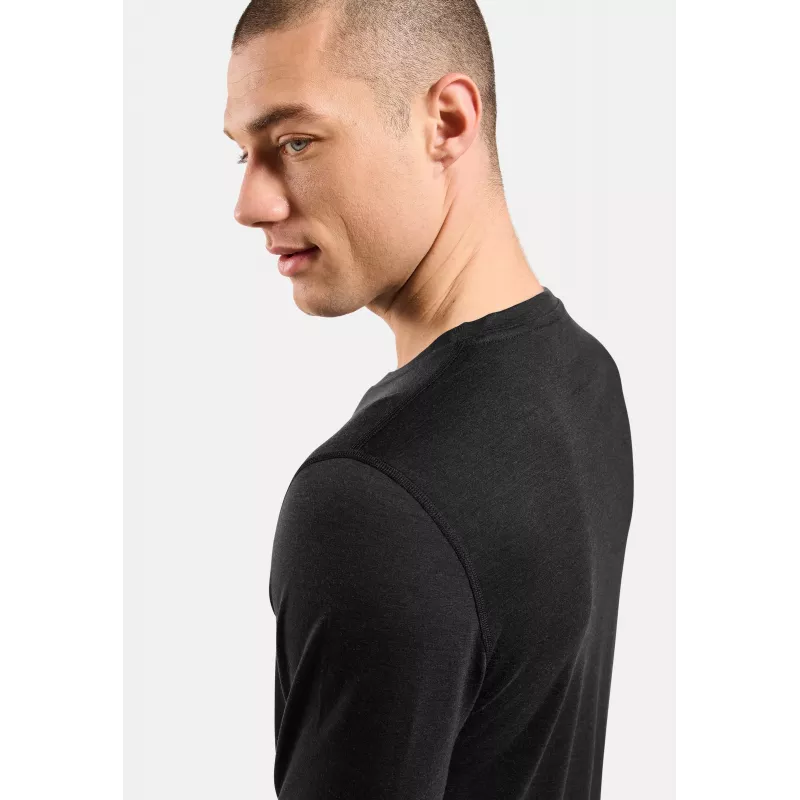 Camiseta térmica Odlo Merino 200 BL Top cuello redondo manga larga - negro, talla XL