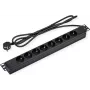 VALUE Regleta de 8 tomas para rack de 19 pulgadas 1U con cable de 3m - Tomas Schuko