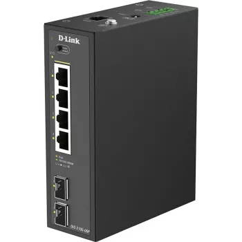 D-Link DIS-210G-06P Switch Gigabit PoE+ Smart Managed Industrial, 4 puertos PoE+, 2 SFP, 120W