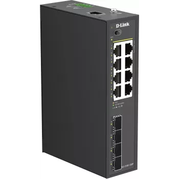 D-Link DIS-210G-12UP Switch Smart Managed Industrial, 12 puertos Gigabit, 8 PoE+, 240W, montaje en carril DIN/pared
