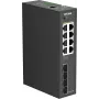 D-Link DIS-210G-12UP Switch Smart Managed Industrial, 12 puertos Gigabit, 8 PoE+, 240W, montaje en carril DIN/pared