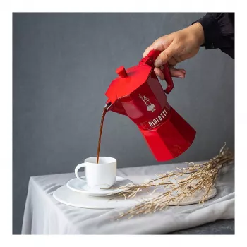 Cafetera de espresso para fogón Bialetti Moka Exclusive 3 tazas roja (9055)
