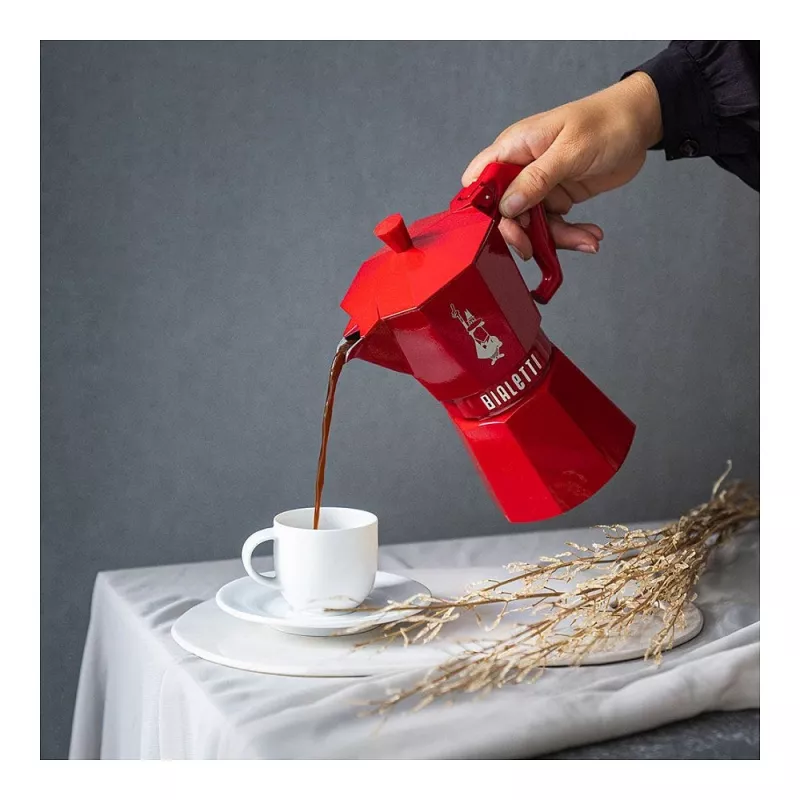 Cafetera de espresso para fogón Bialetti Moka Exclusive 3 tazas roja (9055)