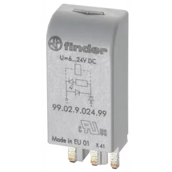 Finder Módulo indicador LED verde con diodo 6-24 VDC para zócalos serie 95 99.02.9.024.99
