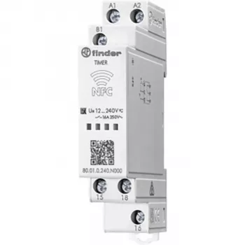 Finder 80.01.0.240.N000 Relé temporizador multifunción, 240 V AC/DC, 2 s - 24 h, 1 conmutador, conexión por tornillo, 17,5 mm