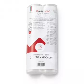 Magic Vac 2 rollos de film para envasado al vacío con etiqueta 30 cm x 6 m