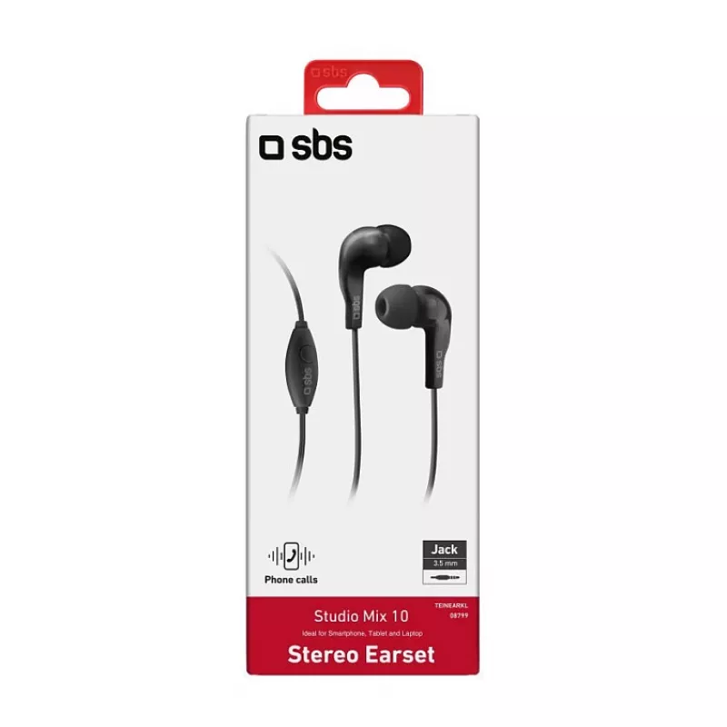 SBS TEINEARKL Auricular in-ear con micrófono - Negro - Con cable - Cable de 1,2 m - Jack 3,5 mm - Llamadas y música