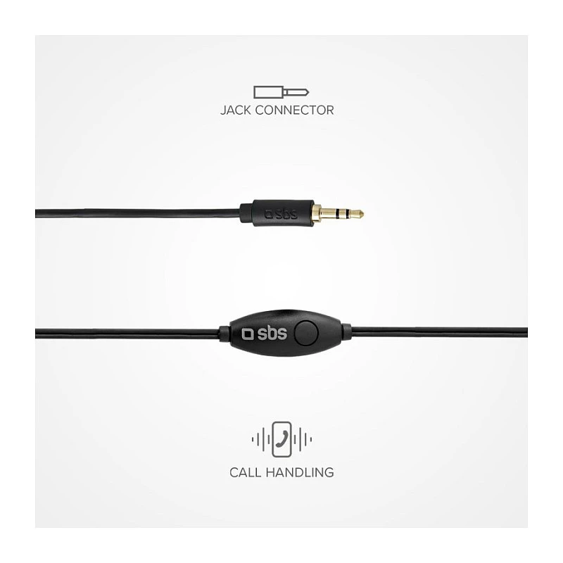 SBS TEINEARKL Auricular in-ear con micrófono - Negro - Con cable - Cable de 1,2 m - Jack 3,5 mm - Llamadas y música