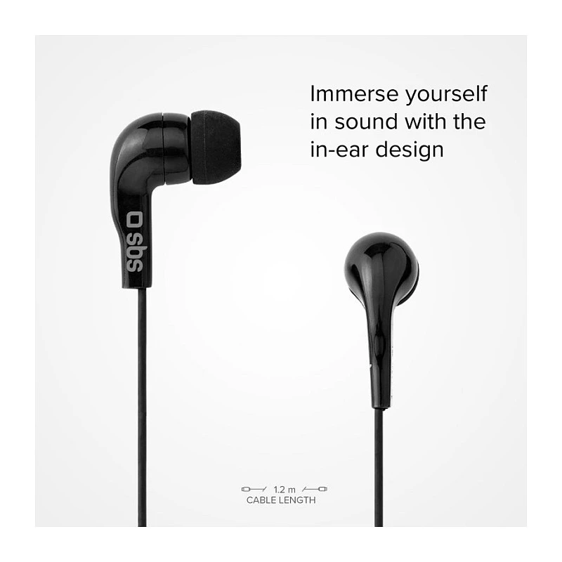 SBS TEINEARKL Auricular in-ear con micrófono - Negro - Con cable - Cable de 1,2 m - Jack 3,5 mm - Llamadas y música
