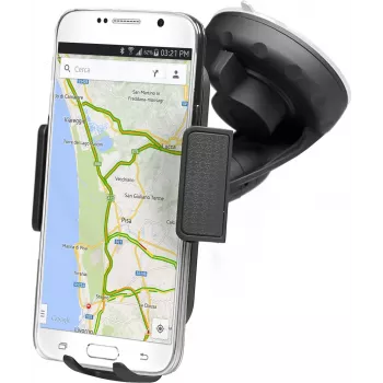 SBS Soporte universal 6 para móvil en el coche - Soporte pasivo con ventosa para smartphones - Negro