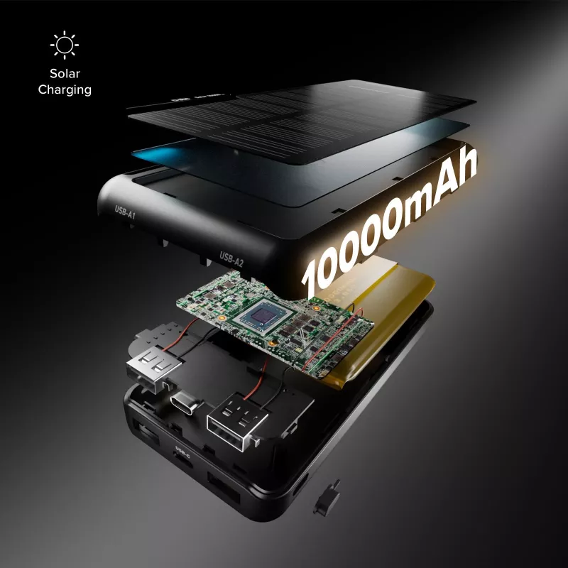 SBS Batería externa solar USB/USB-C 10000 mAh Negro