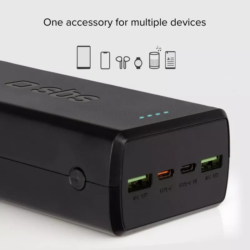 SBS Batería externa 30000 mAh Power Delivery 20W Multi-Puerto Negro