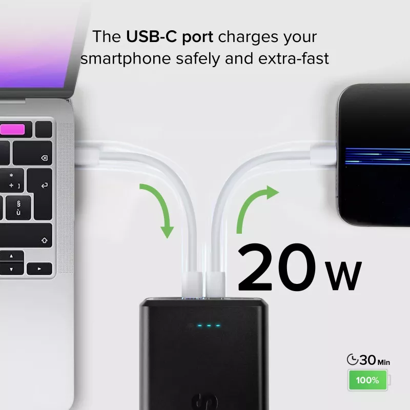 SBS Batería externa 30000 mAh Power Delivery 20W Multi-Puerto Negro