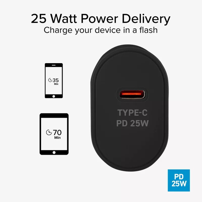 SBS TETR1CPD25 Cargador de pared USB-C Power Delivery 25W - Negro