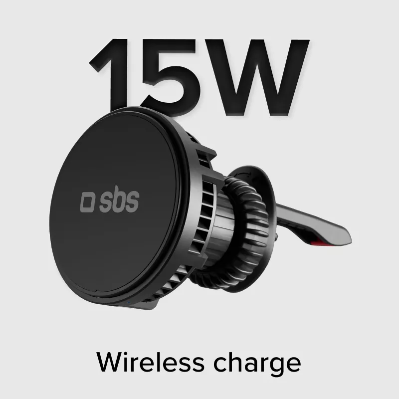 SBS TESUPFANWIR15W Cargador inalámbrico para coche Qi 15W con ventilador de refrigeración - Negro