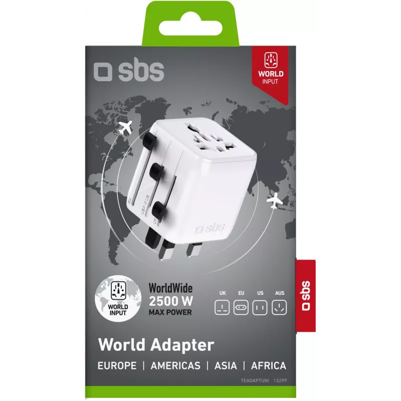 SBS TEADAPTUNI adaptador de viaje universal - Blanco