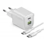 Cargador USB-C SBS 20W 1C + 1A blanco con cable USB-C a USB-C de 1,5 m
