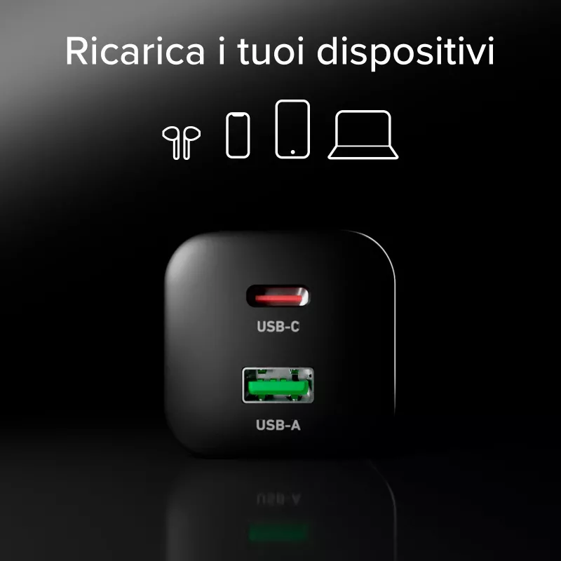 STEP BY STEP SBS cargador USB-C 65W con 1x USB-C y 1x USB-A, Negro, cable USB-C de 1,5 m