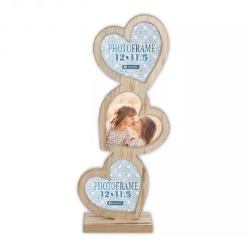 ZEP Frida marco de madera 3x12x11,5 cm con 3 corazones RE333