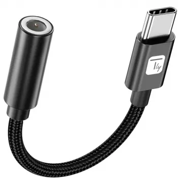 TECHLY adaptador USB-C a audio de 3,5mm con DAC, 12cm, negro