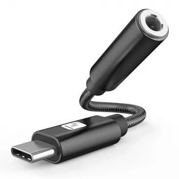 TECHLY adaptador USB-C a audio de 3,5mm con DAC, 12cm, negro