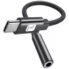 TECHLY adaptador USB-C a audio de 3,5mm con DAC, 12cm, negro