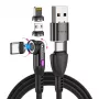 STATIK 360Pro Cable trenzado giratorio 3 puntas magnéticas 6 en 1 negro 2m