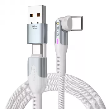 Cable USB-C 2 en 1 giratorio STATIK PowerPivot Pro White 2m