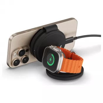 Satechi OntheGo Cargador inalámbrico 3 en 1 con Qi2, Negro, 15W, ST-QTG31K