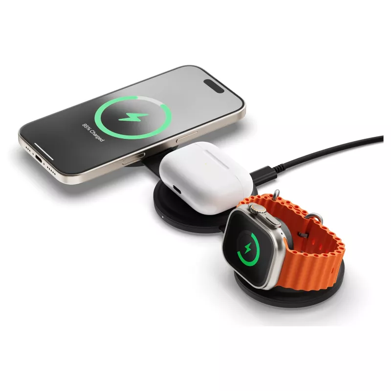 Satechi OntheGo Cargador inalámbrico 3 en 1 con Qi2, Negro, 15W, ST-QTG31K