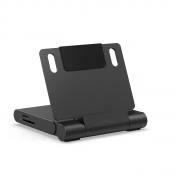 Satechi On-the-Go Foldable Stand Hub - USB-C 100W PD, USB-C 10 Gbps, USB-A 10 Gbps, lector de tarjetas micro/SD 312 MB/s, jack de 3.5mm, HDMI 4K (Space Gray)