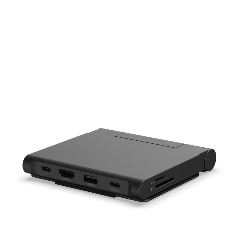 Satechi On-the-Go Foldable Stand Hub - USB-C 100W PD, USB-C 10 Gbps, USB-A 10 Gbps, lector de tarjetas micro/SD 312 MB/s, jack de 3.5mm, HDMI 4K (Space Gray)
