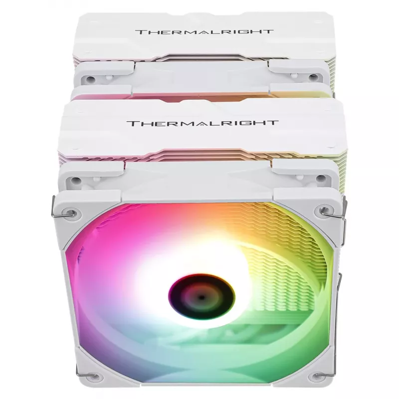 Ventilador de CPU de aire Thermalright Peerless Assassin 120 White ARGB de doble torre, 6 heatpipes, 2 ventiladores PWM de 120mm, 265W TDP, LGA1700/AM5