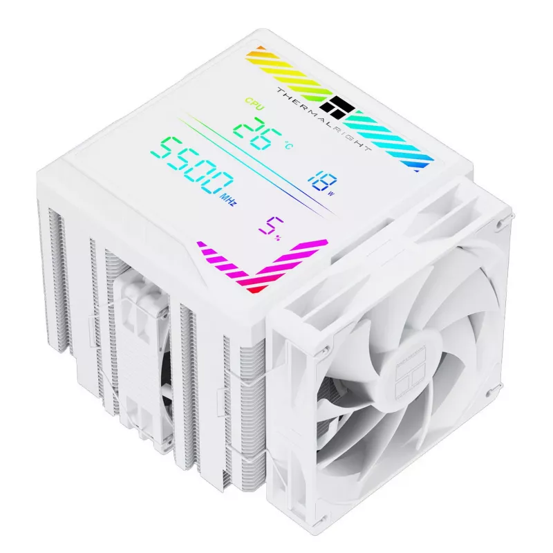 Ventilador de CPU de aire Thermalright Peerless Assassin 140 Digital White de doble torre, 7 heatpipes, 2 ventiladores PWM de 140mm, LED blanco, Intel/AMD