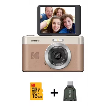 Kodak PixPro C1 cámara digital marrón + tarjeta de memoria de 16GB