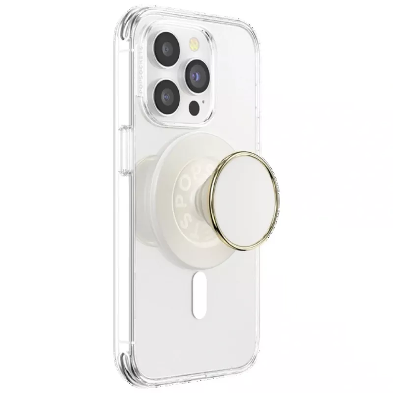 Popsockets Round Luxe Coconut Creme Enamel MagSafe Sujeta y soporte para teléfono