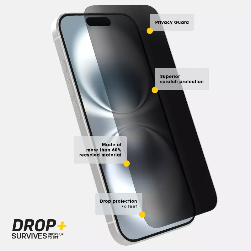 OtterBox Premium Pro Privacy Glass para iPhone 16 Pro Clear