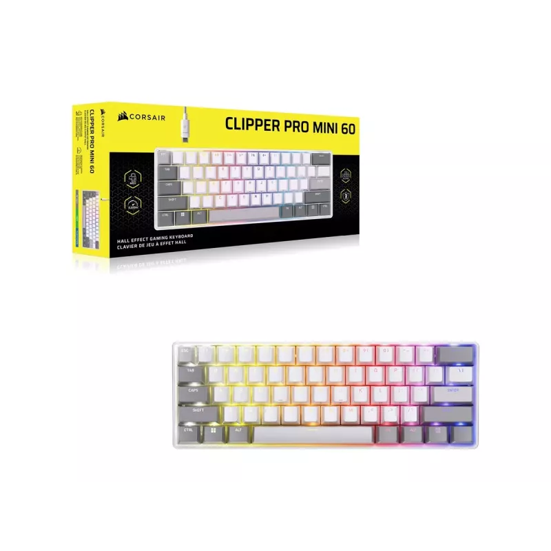 CORSAIR CLIPPER PRO MINI 60 teclado gaming Hall Effect blanco