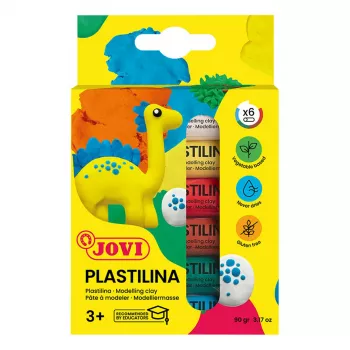 JOVI Plastilina pasta de modelar colores surtidos 6 colores de 15g cada uno, total 90g