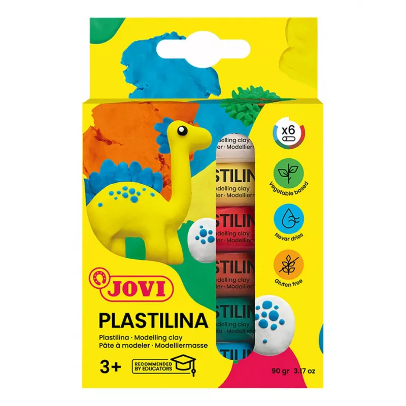 JOVI Plastilina pasta de modelar colores surtidos 6 colores de 15g cada uno, total 90g