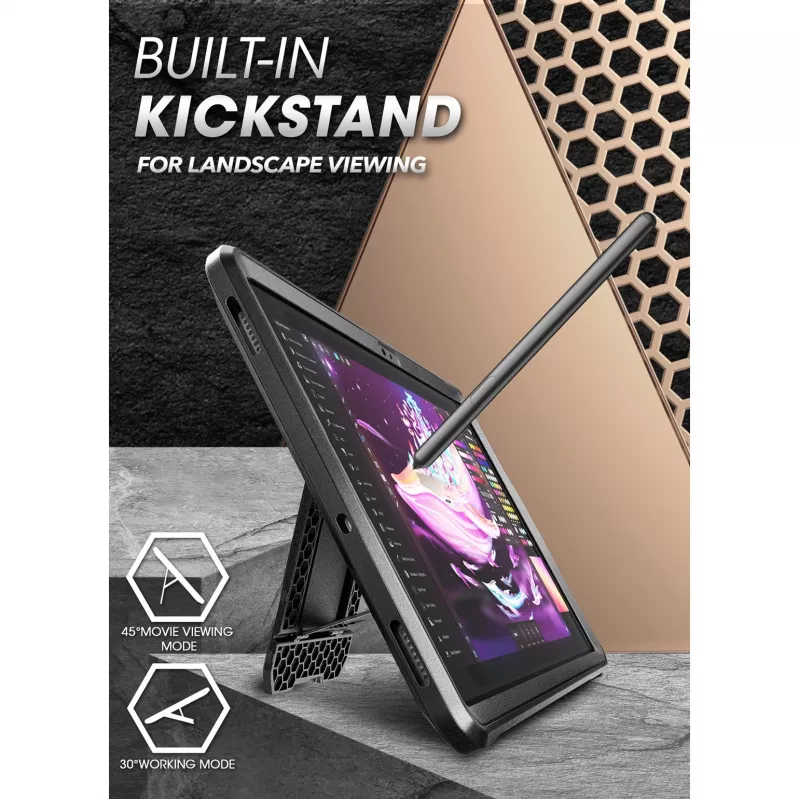 Supcase Unicorn Beetle Pro para Samsung Galaxy Tab S9 / S9 FE / S10 FE / S10 Lite, Negro