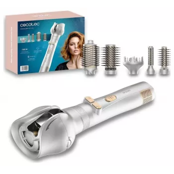 Cepillo de aire caliente giratorio Cecotec CeramicCare 6in1 Gyro, 1100 W, 6 accesorios