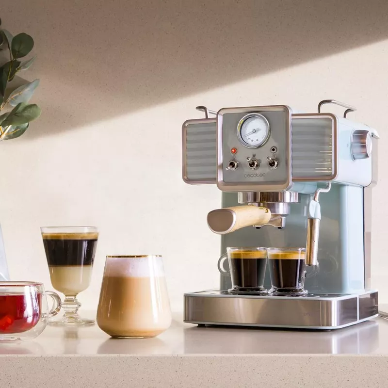 Cecotec Power Espresso 20 Tradizionale cafetera espresso, 20 bar, 850 W, 1,5 l, negro/plata