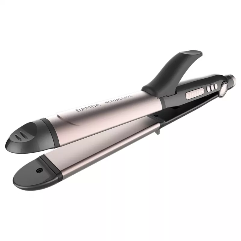 Cecotec Bamba RitualCare 1000 Ceramic Plancha de pelo y rizador 2 en 1, negro/oro rosa