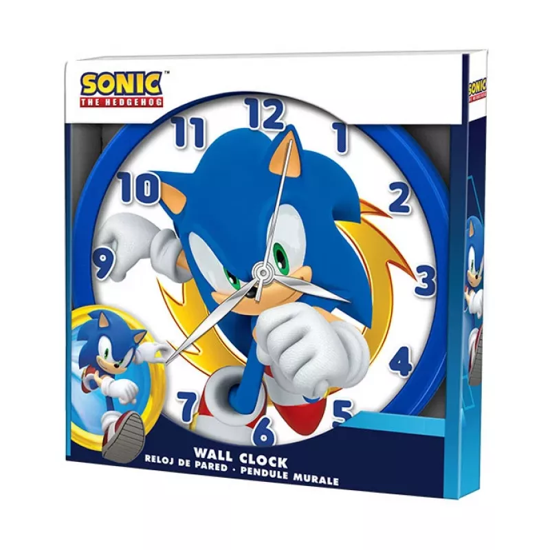 Reloj de pared infantil Sonic The Hedgehog 25 cm redondo de plástico analógico de cuarzo multicolor