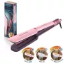 Cecotec Air Lisse Cotton Candy plancha de aire caliente 1000W cerámica con keratina y aceite de argán, 3 niveles de temperatura, tecnología de iones anti-frizz, cable 360°, apagado automático, rosa/blanco